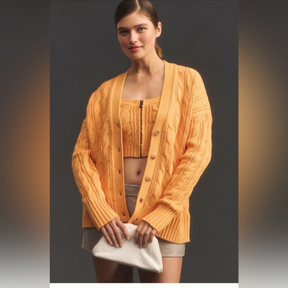 Maeve Vibrant Orange Cable Knit Cardigan